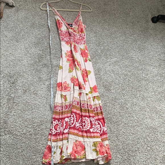 Angie Boho Red Floral Twist Front Midi Dress - Picture 8 of 10